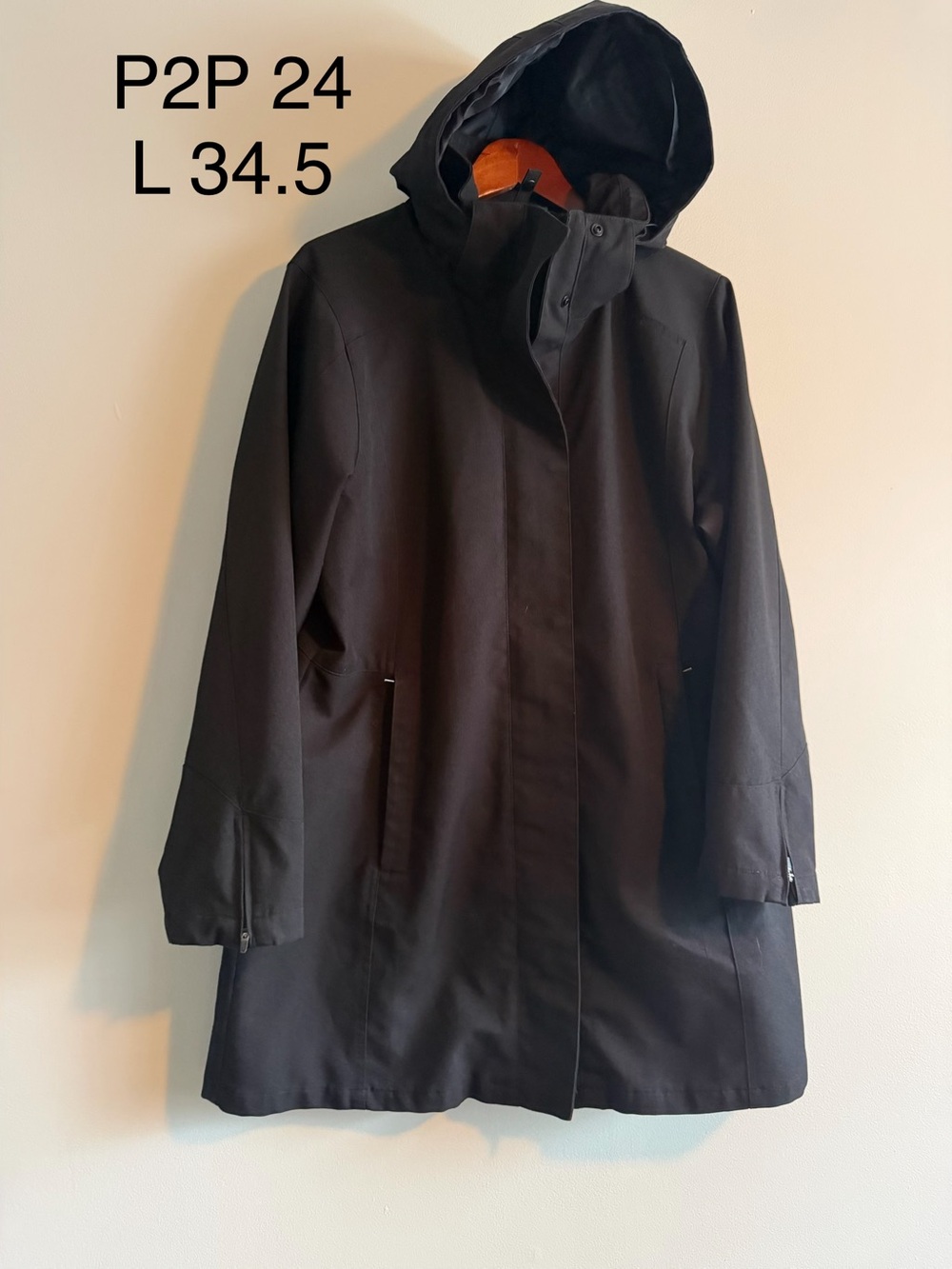 Gorpcore Minimalist Hooded Raincoat Trench Jacket Size L